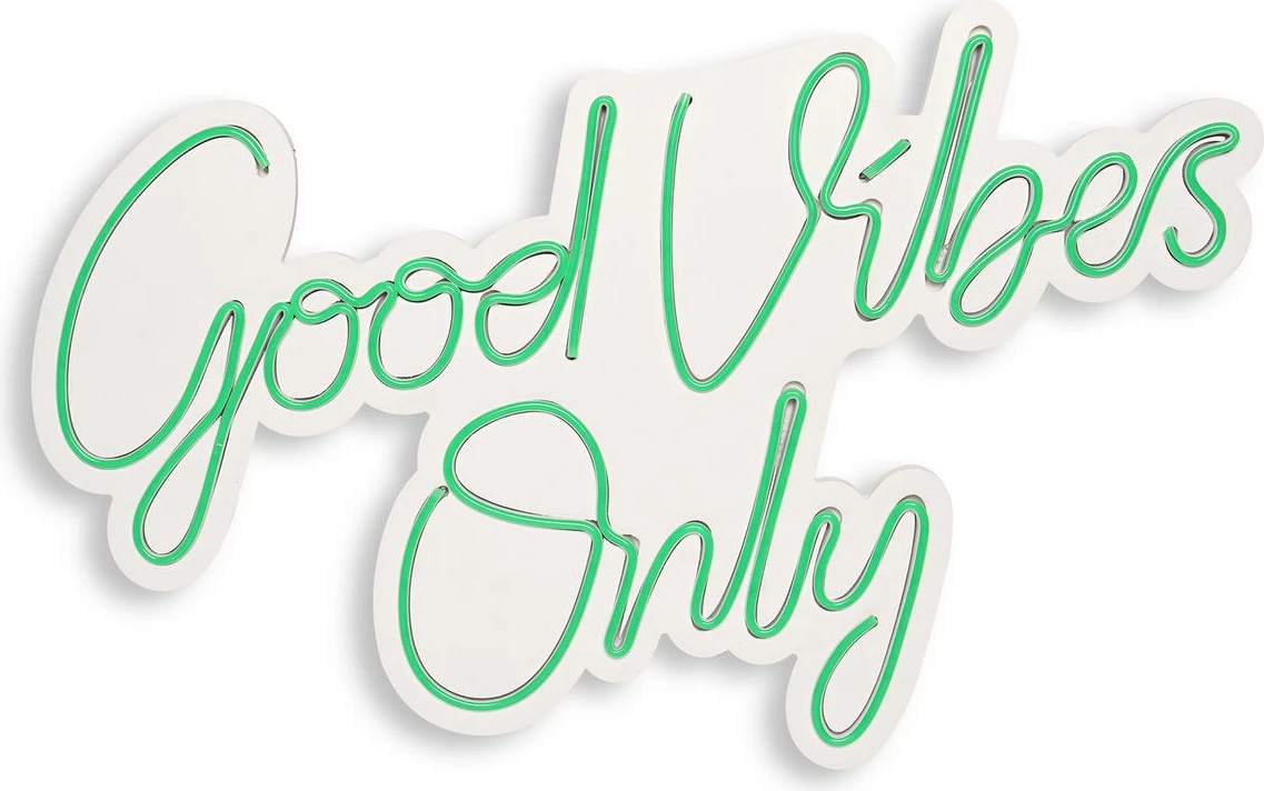 Dekor dritash LED plastike, Good Vibes Only, ngjyrë e gjelbër
