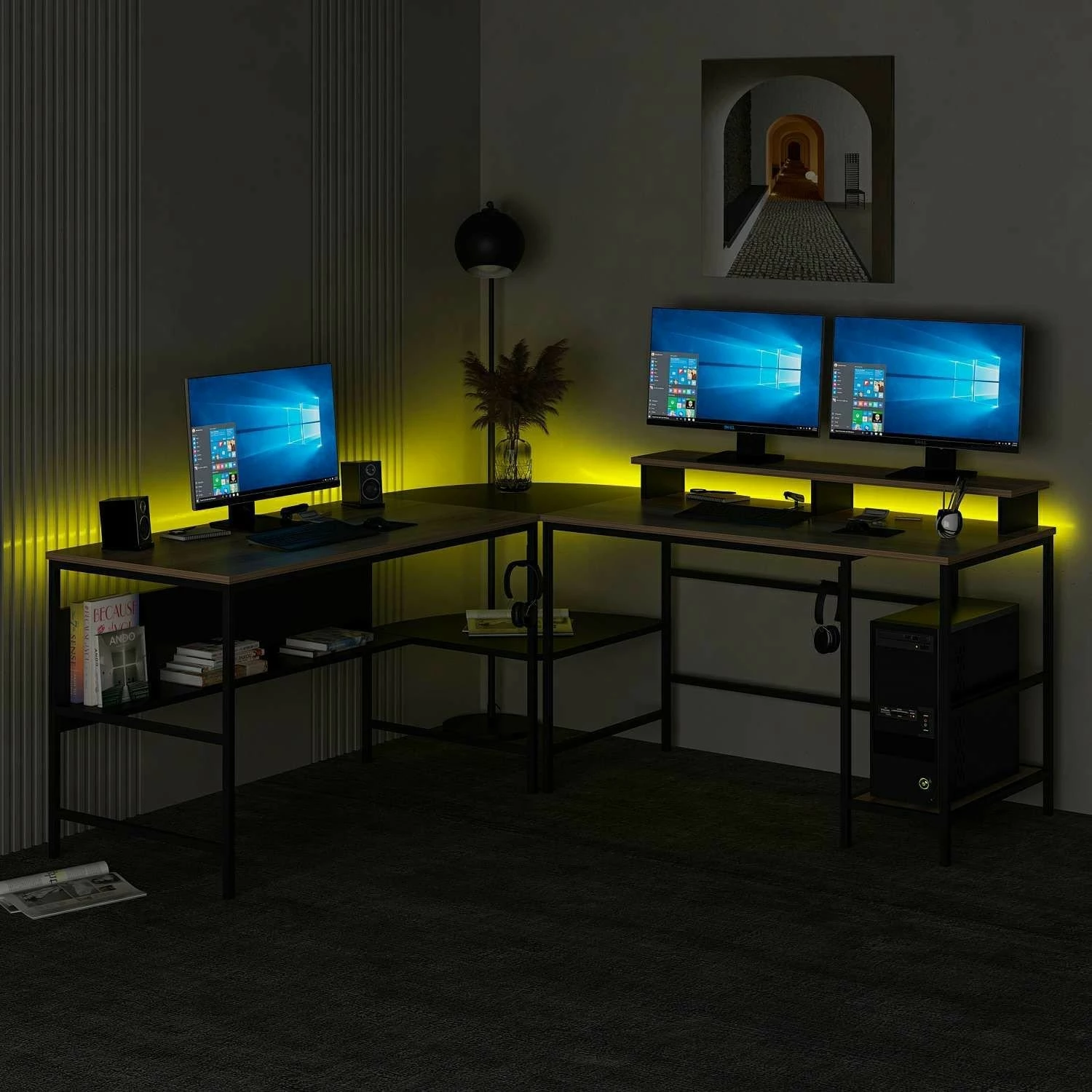 Tavolinë pune për studim, Skye Decor Greta RGB, dore, e zezë