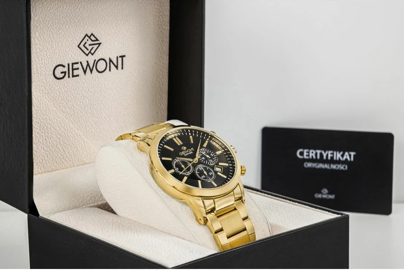Orë dore meshkuj Giewont GW8510-B5, gold black, set