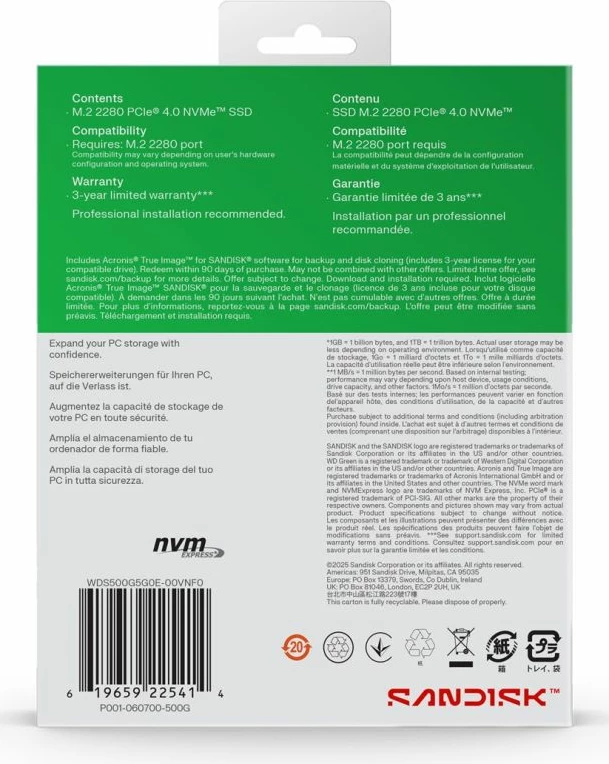 SSD WD Green SN3000 500GB M.2 NVMe