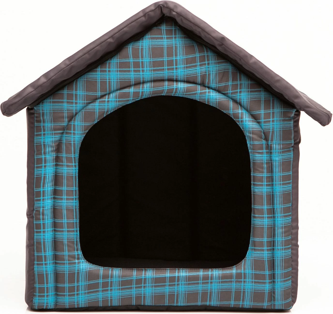 Shtëpizë për qen Hobbydog Buda R2 45x44x38 cm gri-blu me kuadrate