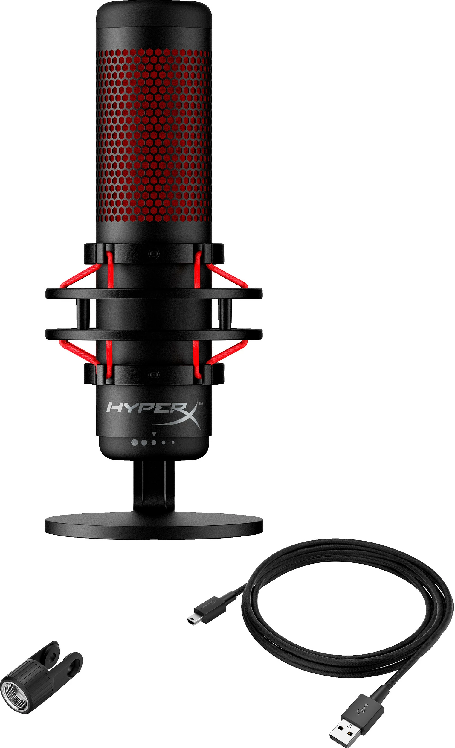 Mikrofon Kingston HyperX QuadCast, USB, kabllo 3 m, LED i kuq