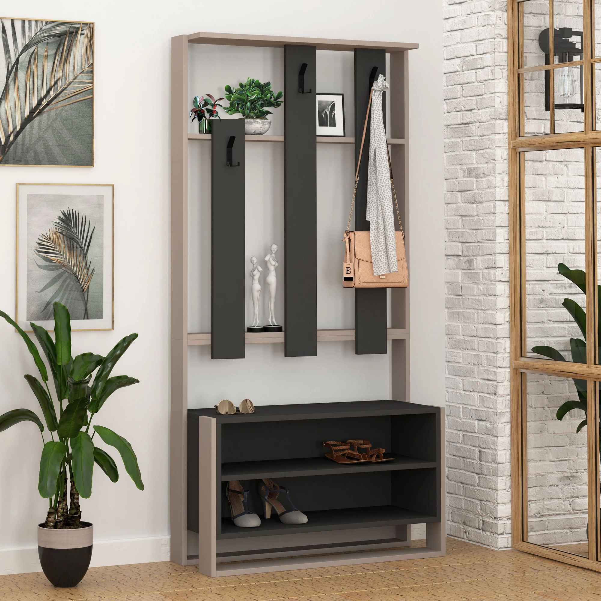 Stendë korridori moderne, Skye Decor, ngjyrë moka e çelët dhe antracit