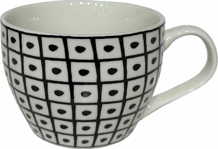 Filxhan Serax, porcelan New Bone China, i bardhë me të zezë, 11x11x8cm