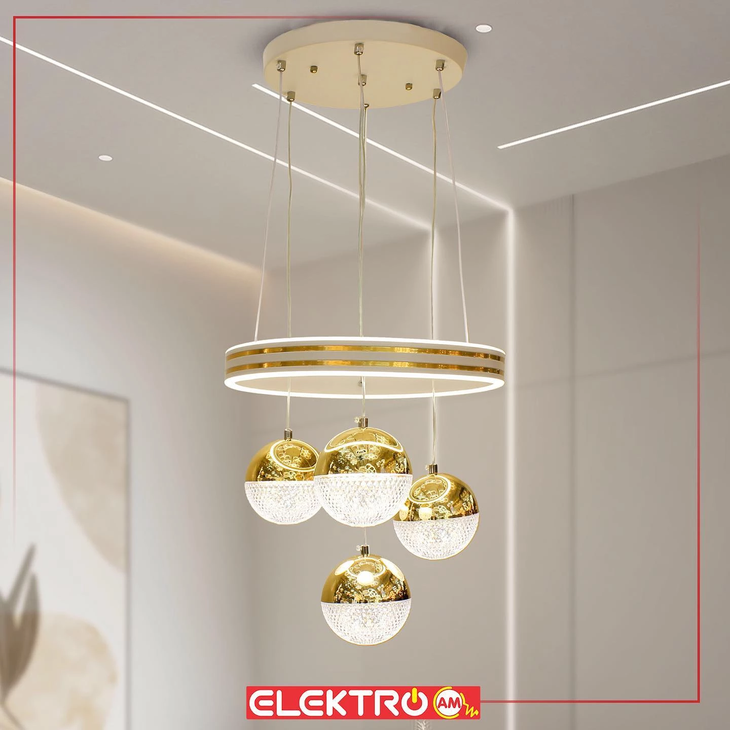 Abazhur LED i varur H08 GD-WH