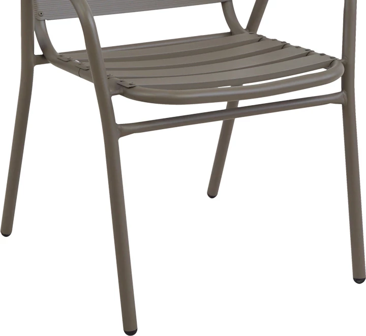 Tavolinë me karrige për terasë Sussie-Ensure, metal e xham, ngjyrë shampanje, 5 copë, 140x80x70cm