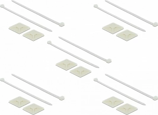 Bazë fiksimi me lidhëse kabllosh DeLOCK 40x40mm, 250x7.2mm, 10 copë, e bardhë