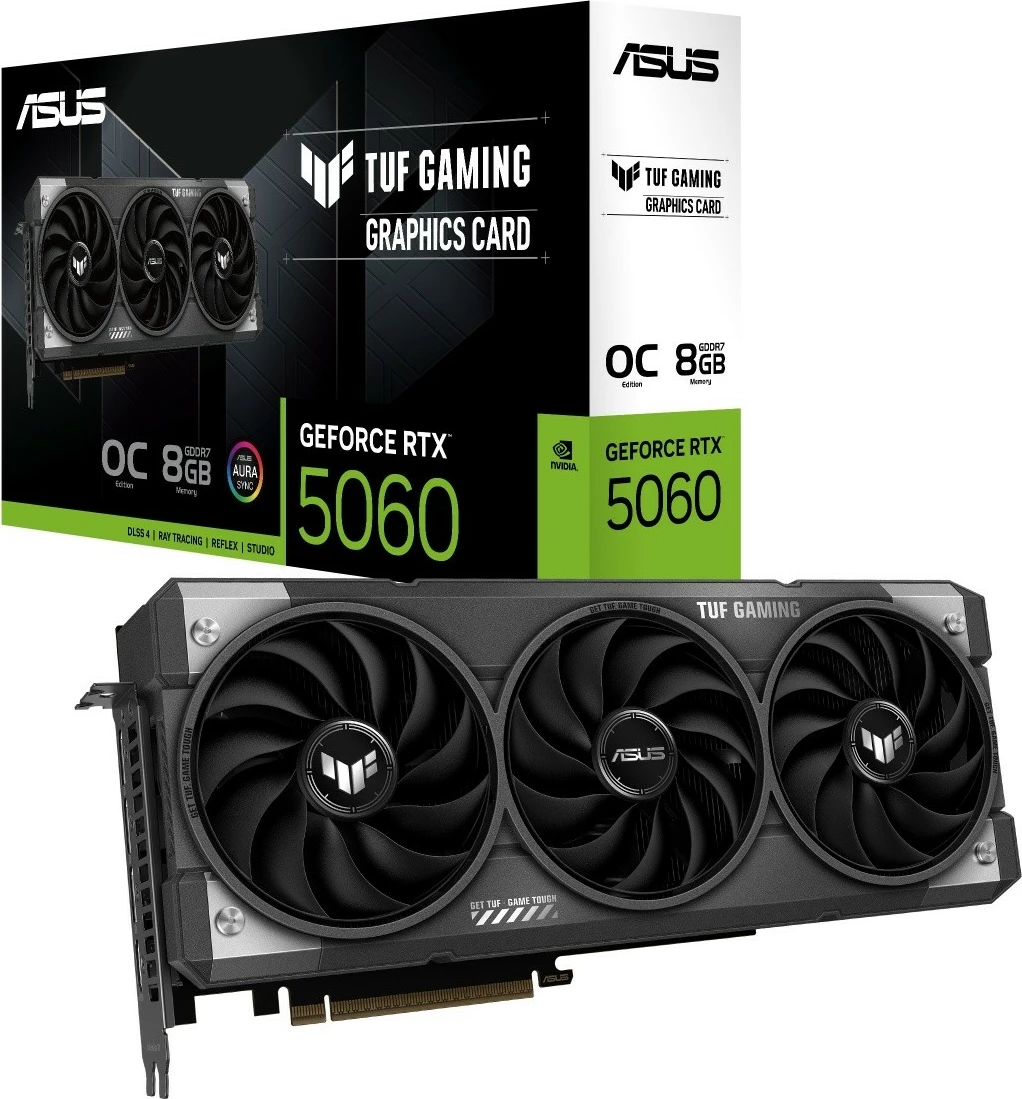 Kartë grafike, Asus, TUF-RTX5060-O8G-GAMING, GeForce RTX 5060 OC, 8GB GDDR7 128-bit, PCIe 5.0, HDMI/3xDP