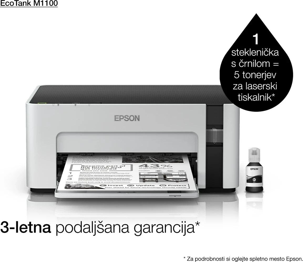 Printer Epson EcoTank M1100, Inkjet, A4, i zi