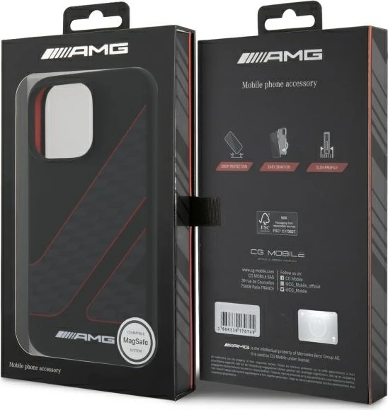Mbështjellës AMG MagSafe për iPhone 16 Pro Max, i zi
