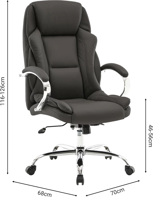 Karrige menaxheri për zyre Verxian, lëkurë artificiale e zezë, 70x68x116cm