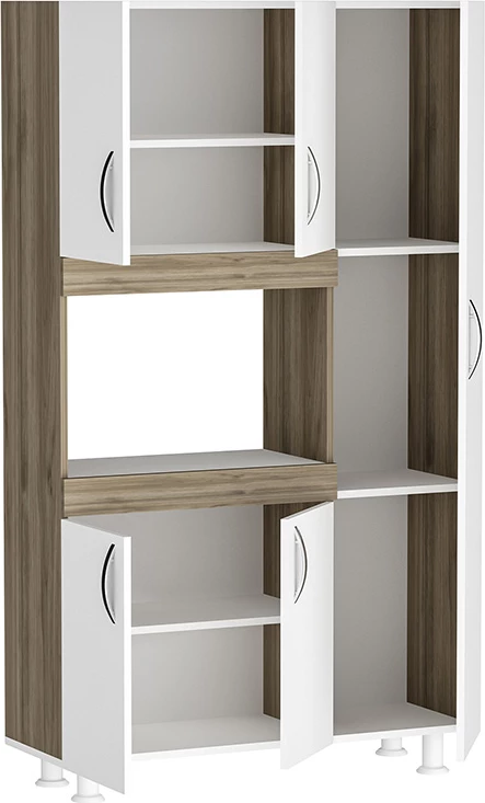 Dollap kuzhine Defne, ngjyrë bardhë-arrë, 89x37.5x160cm