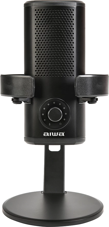 Mikrofon USB kondensator Aiwa PDM-10, 24-bit/96 kHz, me mbajtëse tavoline, e zezë