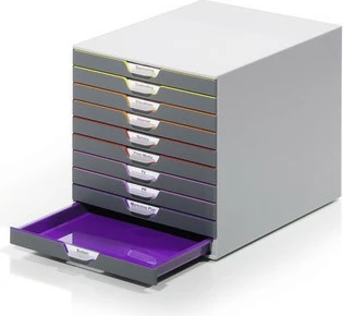 Kuti me sirtarë Durable VARICOLOR 10, plastikë, shumëngjyrëshe, 10 sirtarë