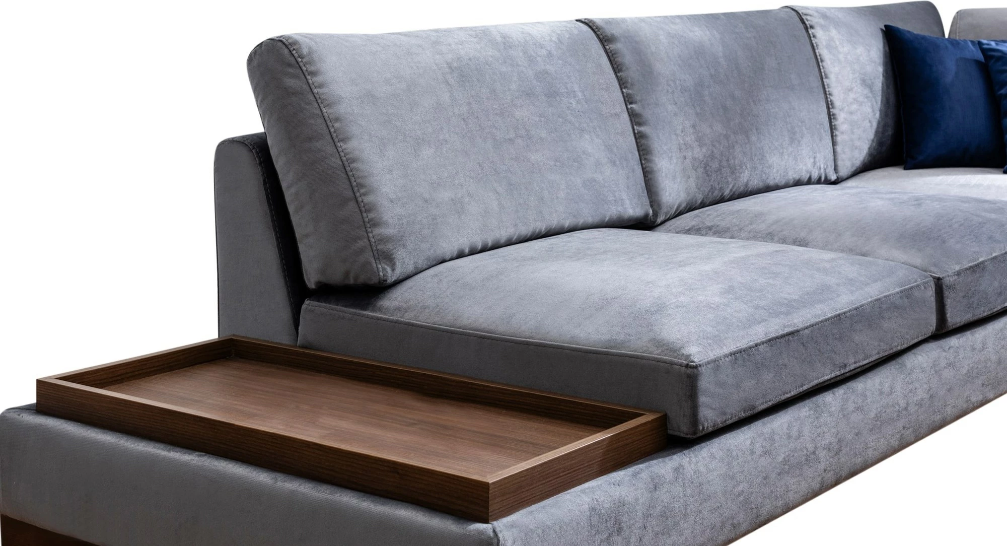 Këndare Atelier del Sofa Tulip, këndore e djathtë me puf, ngjyrë gri e errët