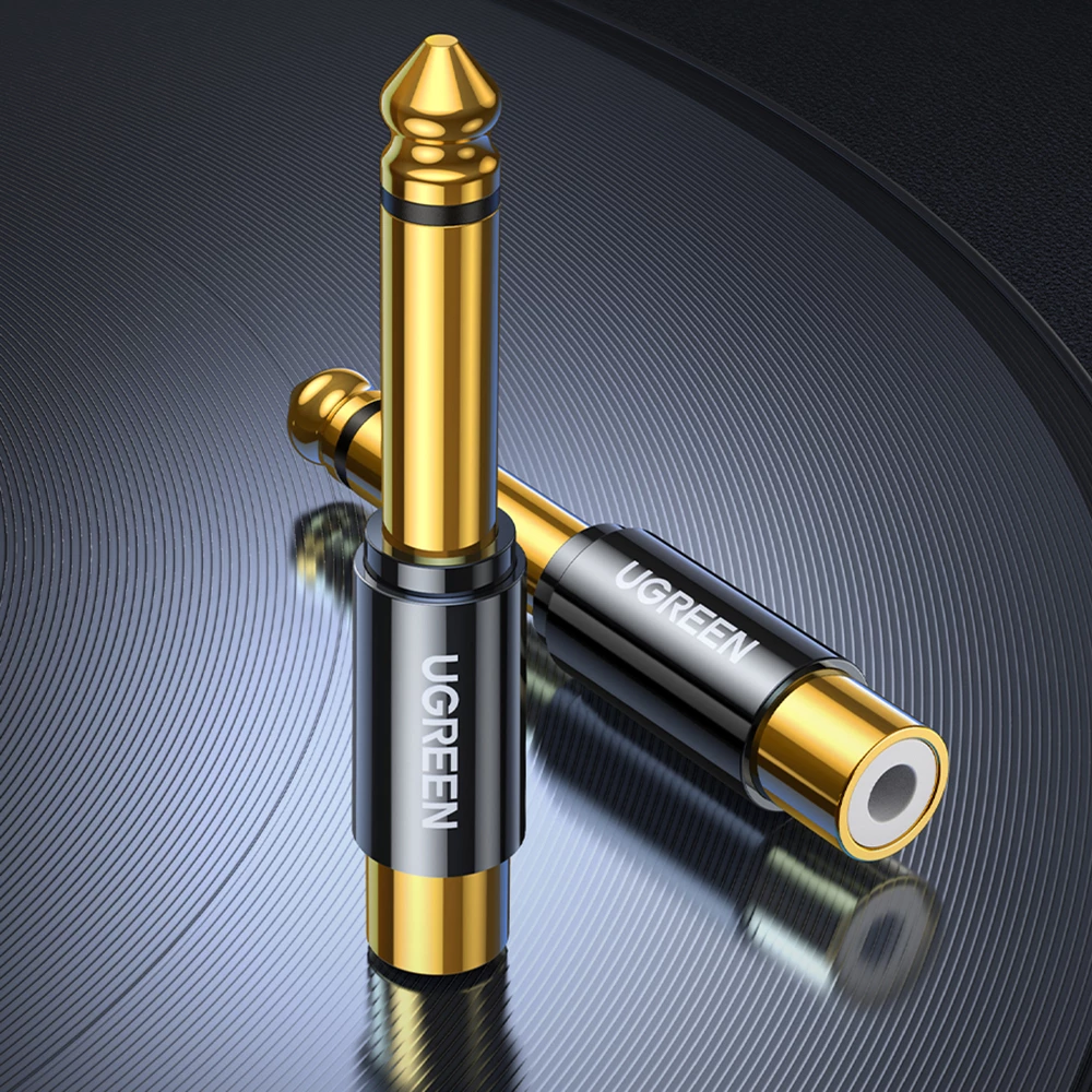 Adapter audio Ugreen AV169 80731, jack 6.35mm mashkull në RCA femër, ari