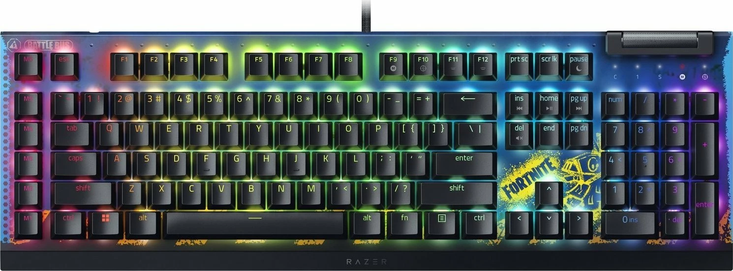 Tastierë mekanike gaming Razer BlackWidow V4 X Fortnite Edition RZ03-04703600-R3M1, 100%, US layout, USB me kabllo, RGB, switch Yellow, e zezë