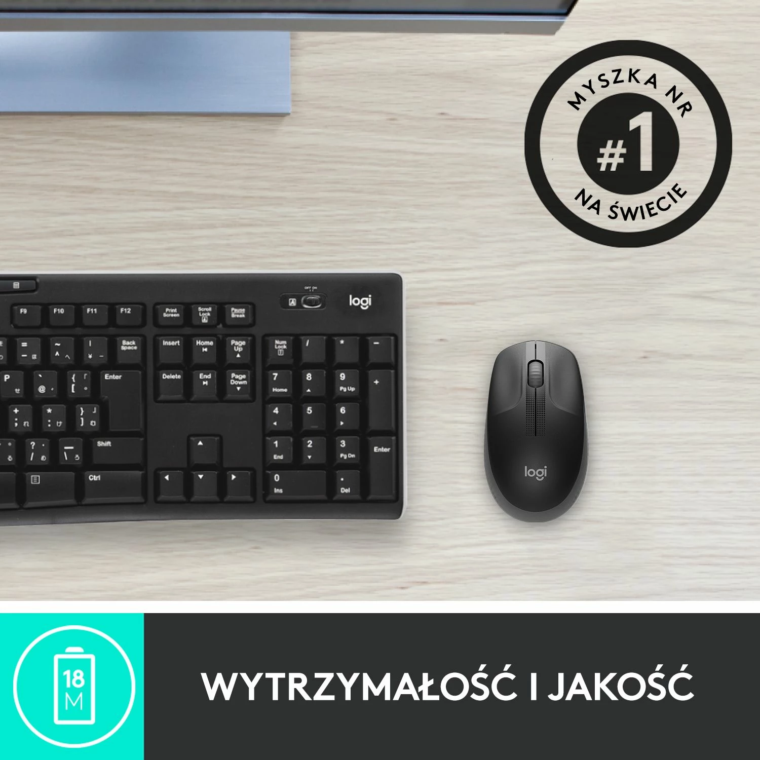 Maus Logitech M190 910-005905 wireless 1000 DPI me USB receiver, zi/grafit