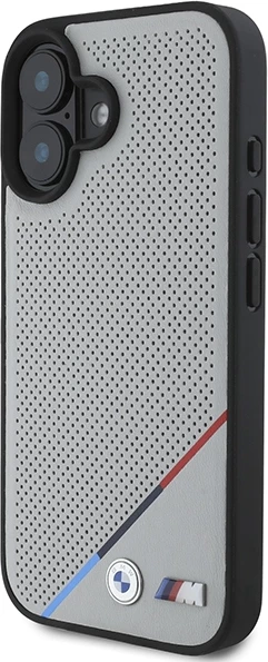 Mbështjellës BMW M Perforated Tricolor Line MagSafe për iPhone 16, Gri
