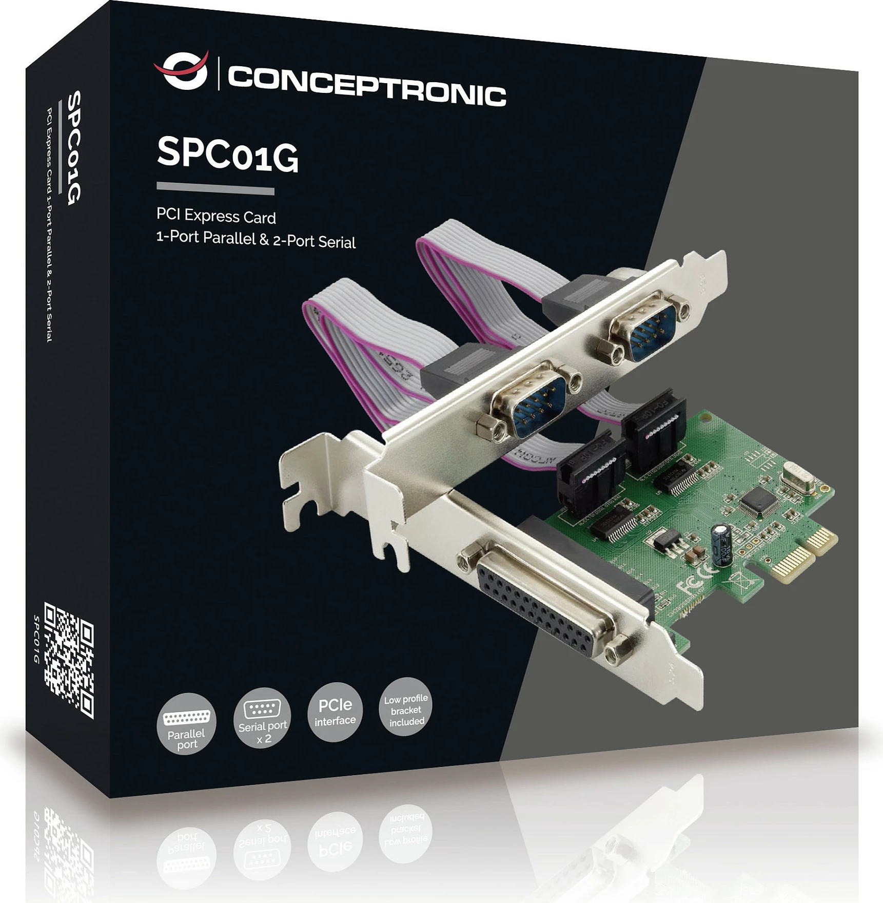 Kartë zgjerimi PCIe Conceptronic 2x RS-232 + 1x Paralel (LPT), 2.5 Gbps, e gjelbër