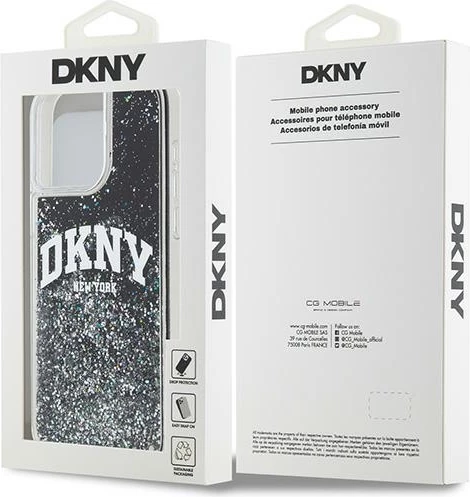 Mbështjellës celular DKNY Liquid Glitter Big Logo për iPhone 13 Pro Max, i zi