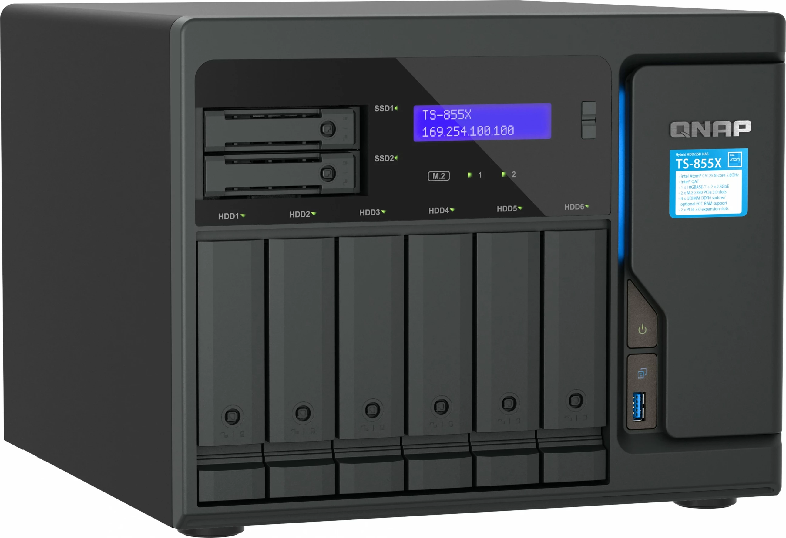 NAS QNAP TS-855X-8G, 8 bay, Intel Atom C5125, 8GB DDR4, e zezë