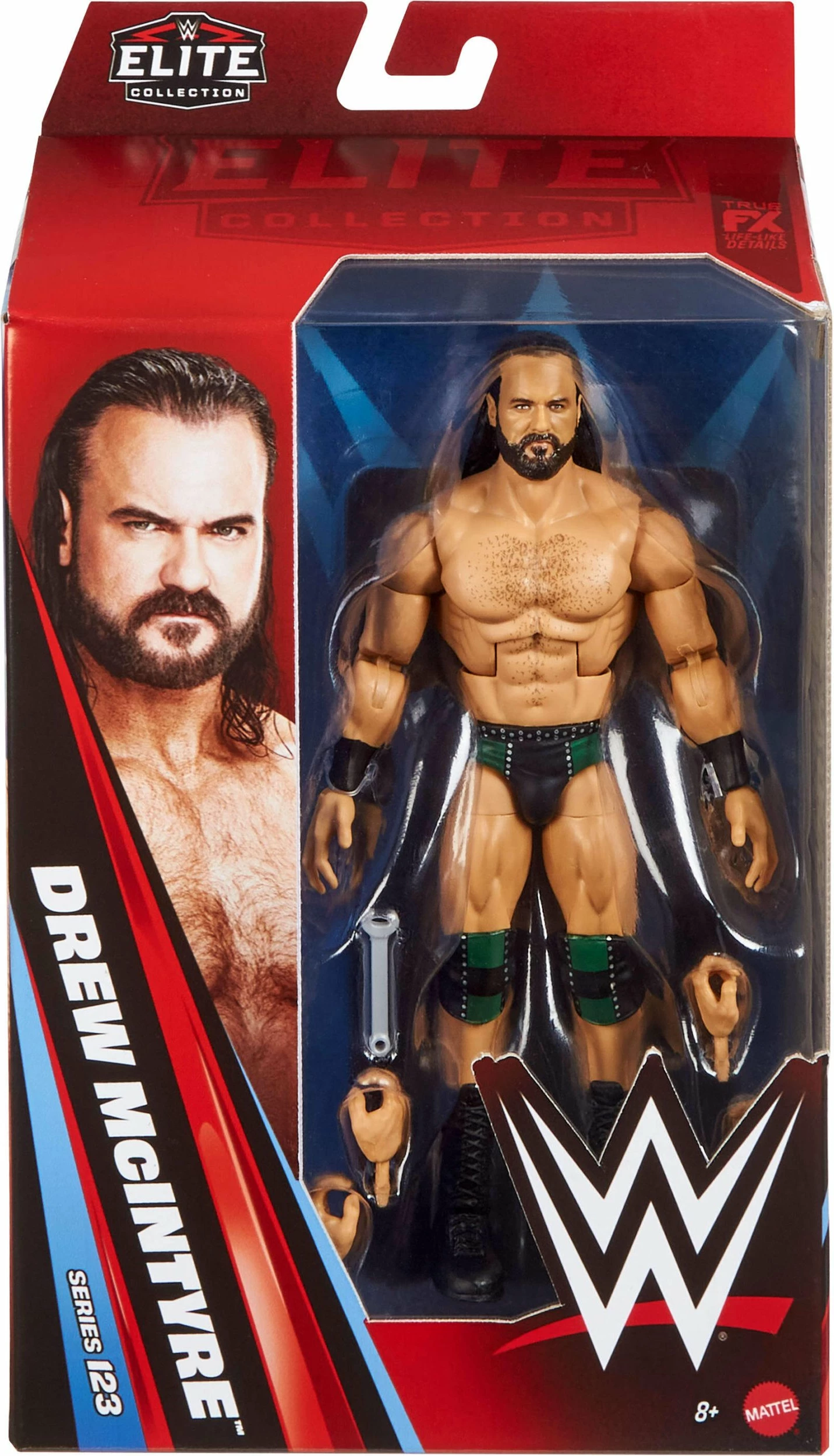 Figurë aksion Mattel WWE Elite Collection Drew McIntyre JHT63, 15 cm, 25 pika artikulimi, me duar të ndërrueshme dhe aksesorë