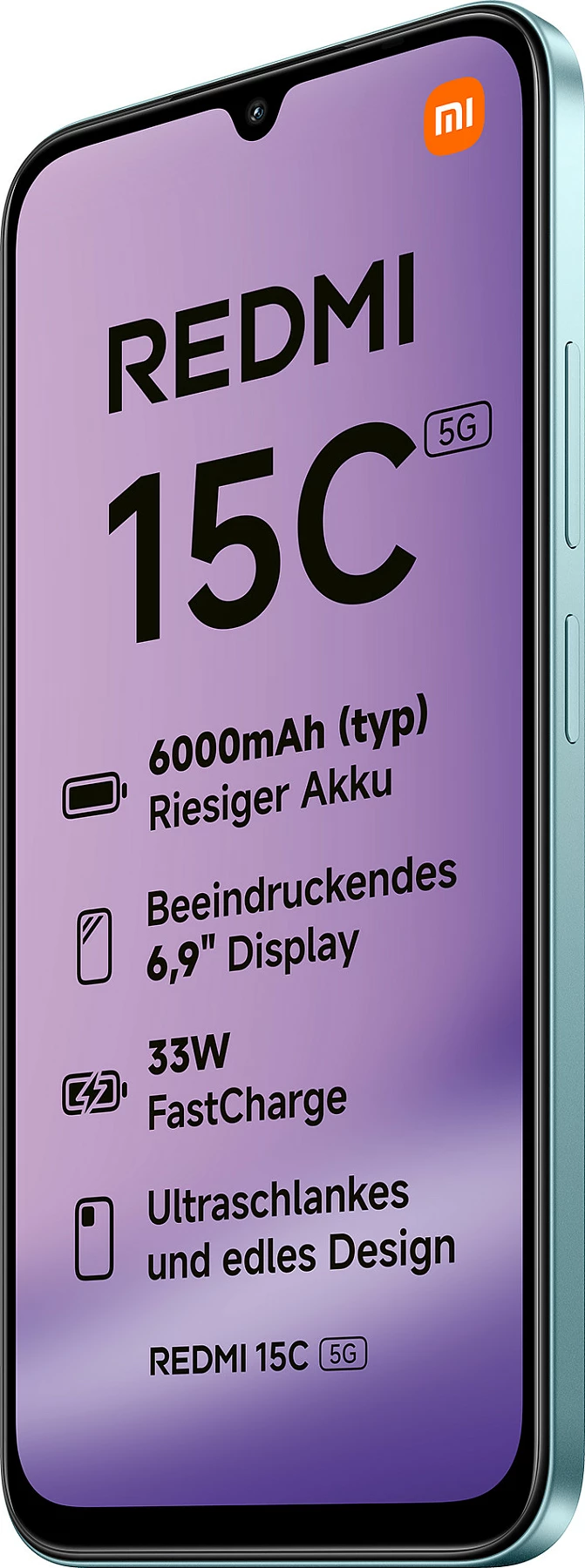 Celular Xiaomi Redmi 15C, 4GB RAM, 128GB, 6.9", 5G, 6000mAh, Mint Green
