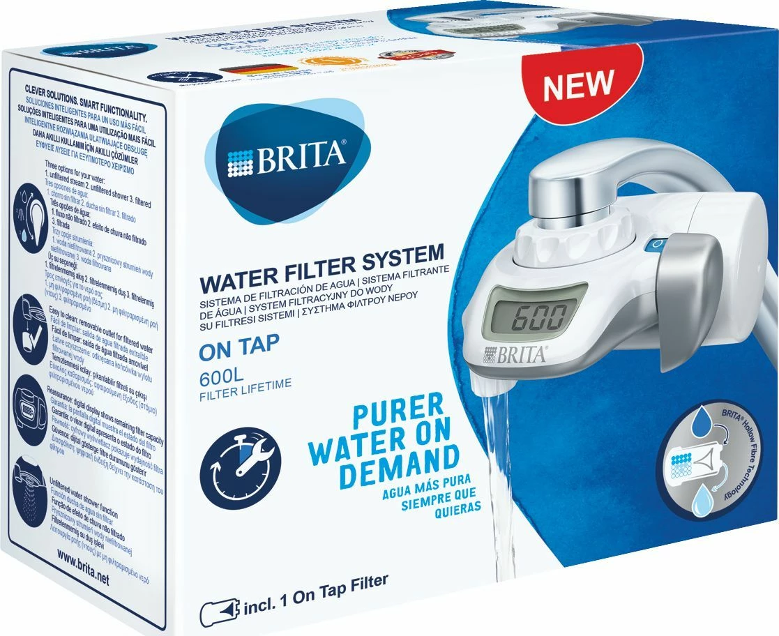 Sistem filtrimi për rubinet Brita On Tap 600 L, me ekran digjital, 5 adaptera, bardhë/gri