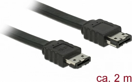 Kabllo eSATA DeLOCK 85641, 2 m, SATA II, 3 Gbit/s, e zezë
