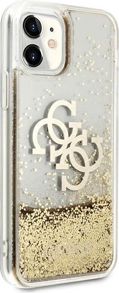 Mbështjellës Guess 4G Big Liquid Glitter për iPhone 11/XR, Ari