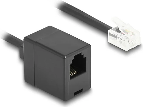 Kabllo telefoni DeLOCK RJ11 mashkull në RJ11 femër, spirale, 1 m, e zezë