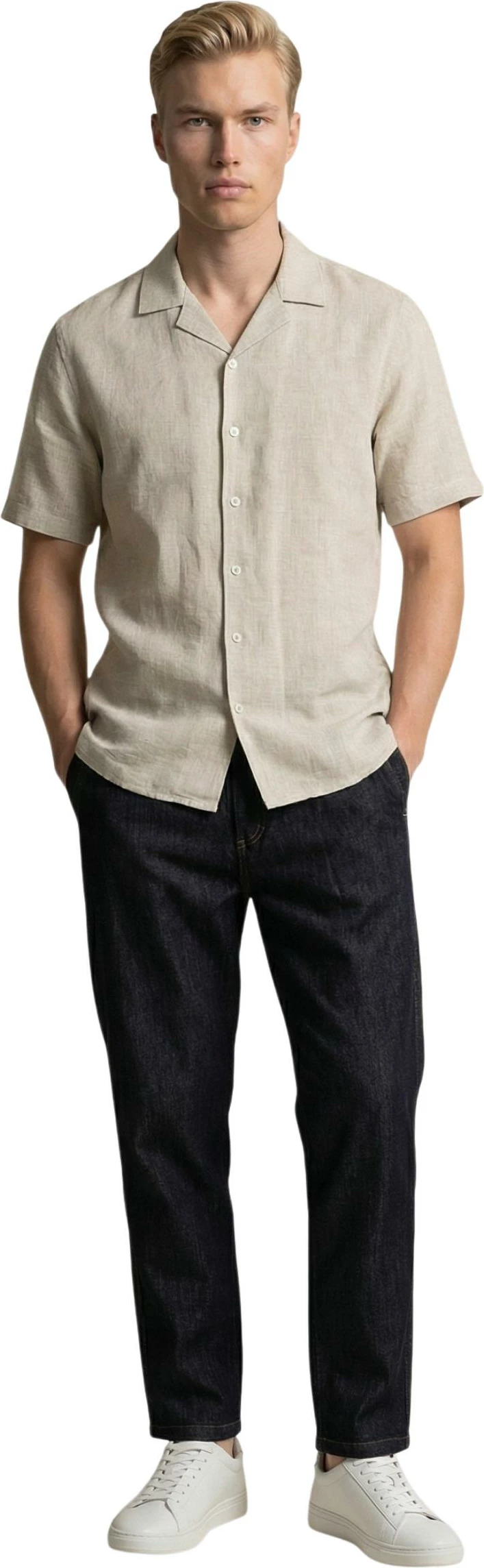 Këmishë me mëngë të shkurta për meshkuj Gianni Lupo GL7658S-S26, bezhë [Madhësia: XXXL]