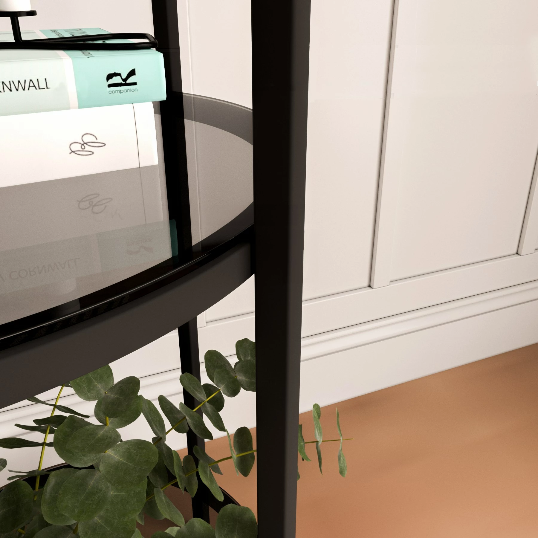 Raft librash Hanah Home, Vogue, ngjyrë e zezë, xham i tymosur