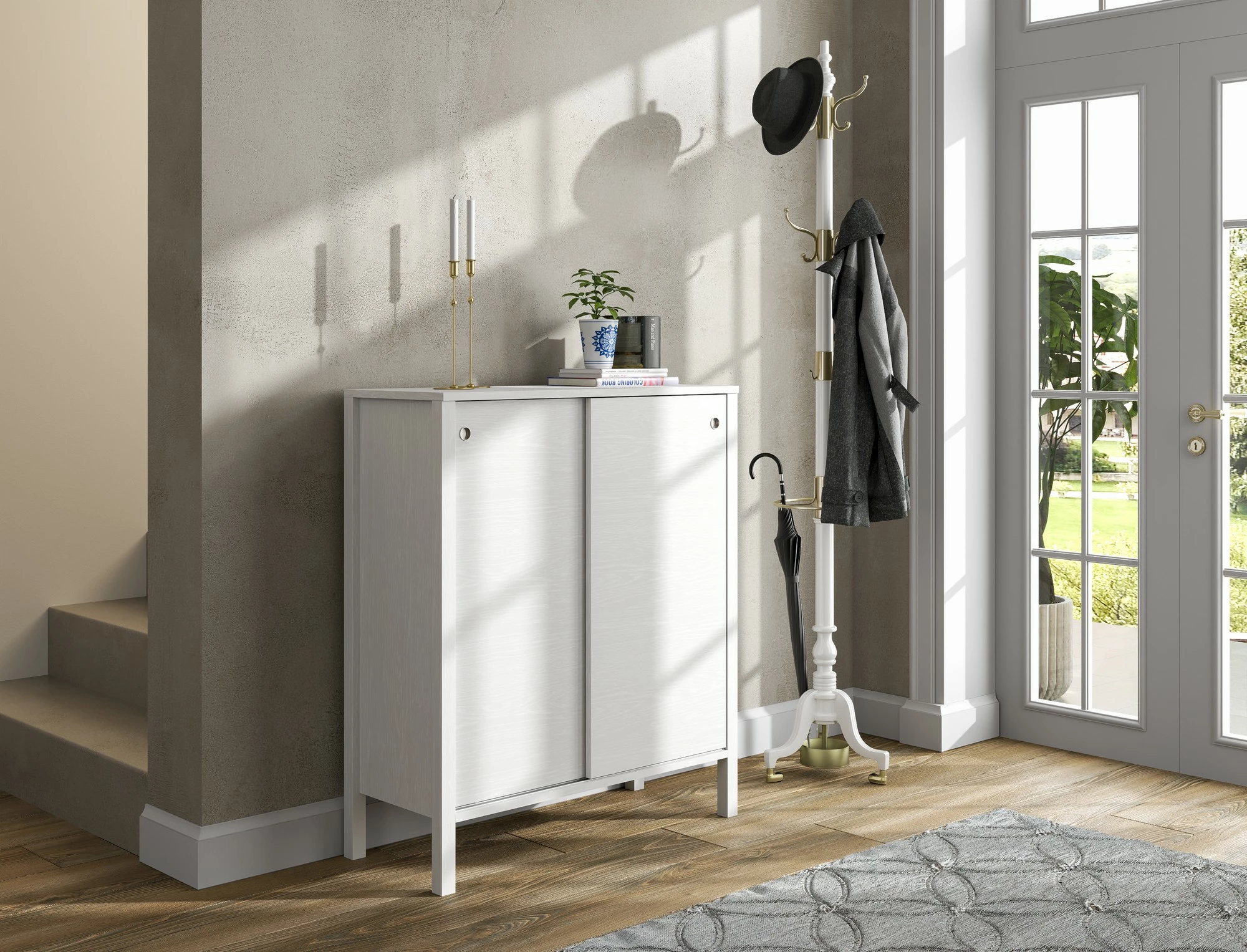 Dollap këpucësh Hanah Home, FRN-20047, ngjyrë druri dhe e bardhë