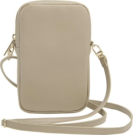 Mbështjellës telefoni Guess ZIP Leather Triangle, lëkurë artificiale, ari