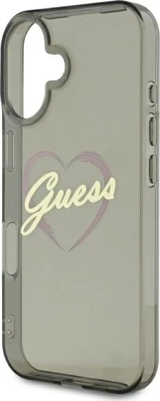 Mbështjellës Guess IML Heart për iPhone 16 Plus, Zi