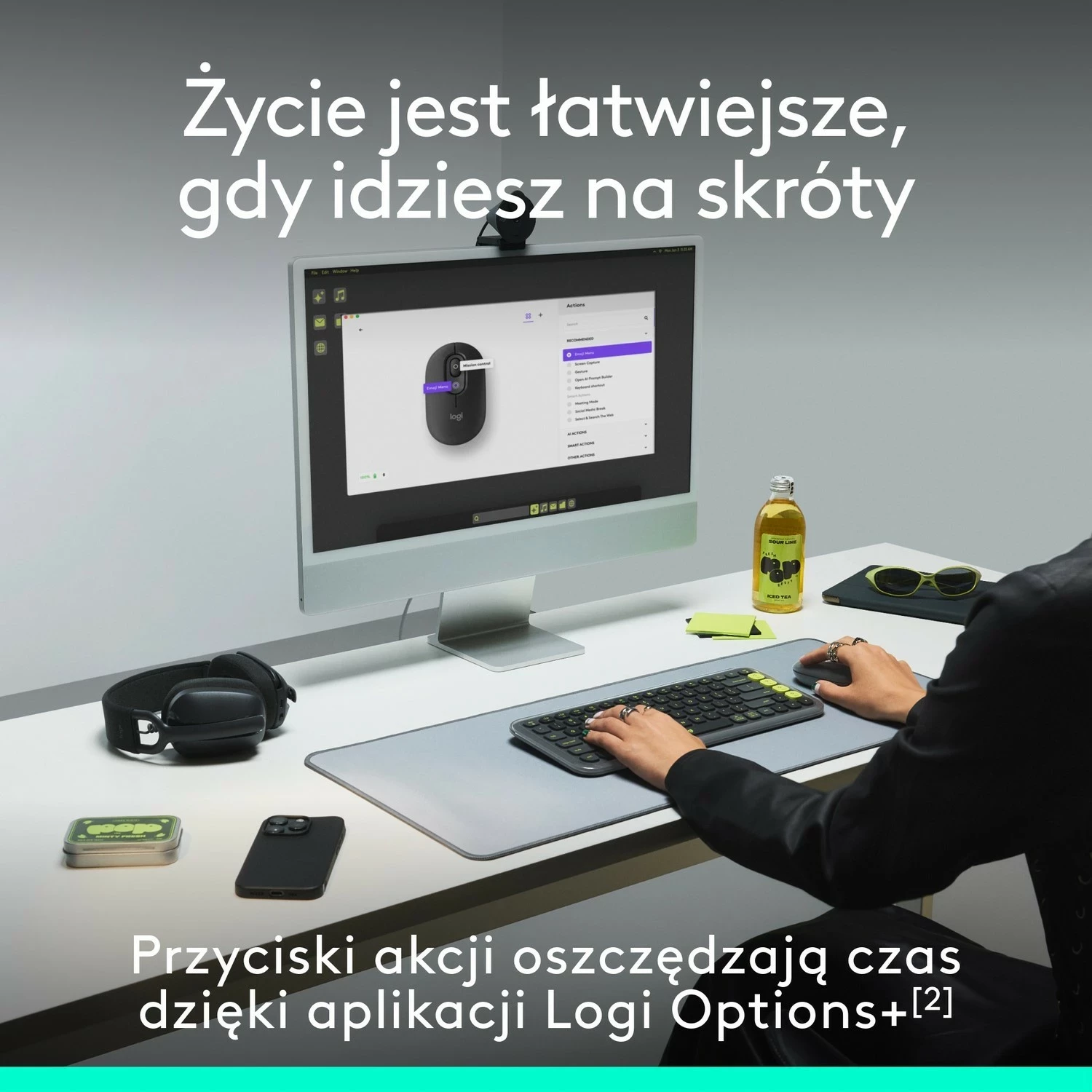 Maus Logitech POP ICON, pa tela, rozë