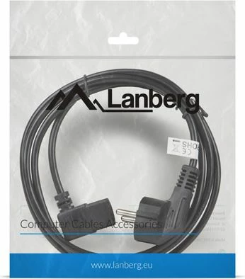 Kabllo rryme Lanberg CA-C13C-12CC-0018-BK Schuko (CEE 7/7) në IEC 320 C13 1.8m me prizë këndore, e zezë