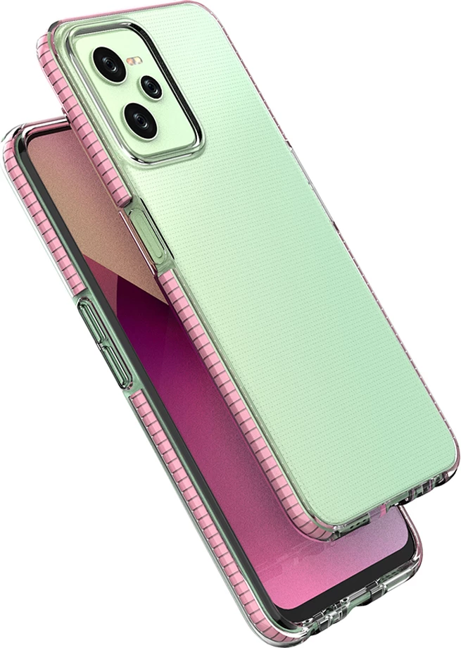 Mbështjellës Hurtel Spring Case për Realme C35, TPU, i hollë, i zi me kornizë ngjyrë