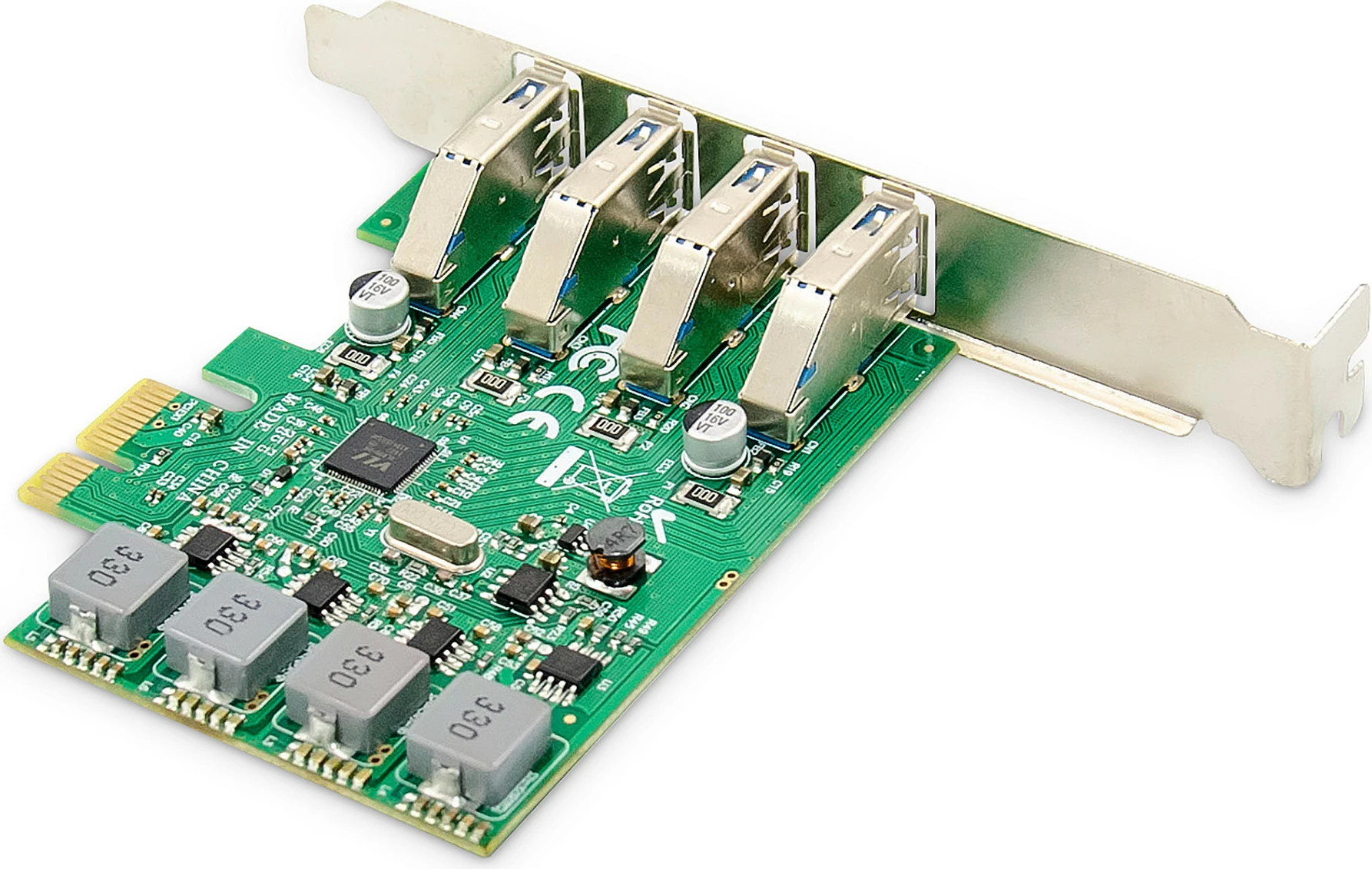 Kartë zgjerimi PCIe Digitus VL805, 4x USB 3.2 Gen 1 Type-A, PCIe 2.0, full-height/low-profile, e gjelbër
