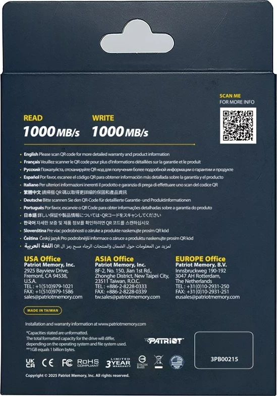 Disk i jashtëm SSD Patriot Memory Transporter Lite 1 TB, USB Type-C, i zi