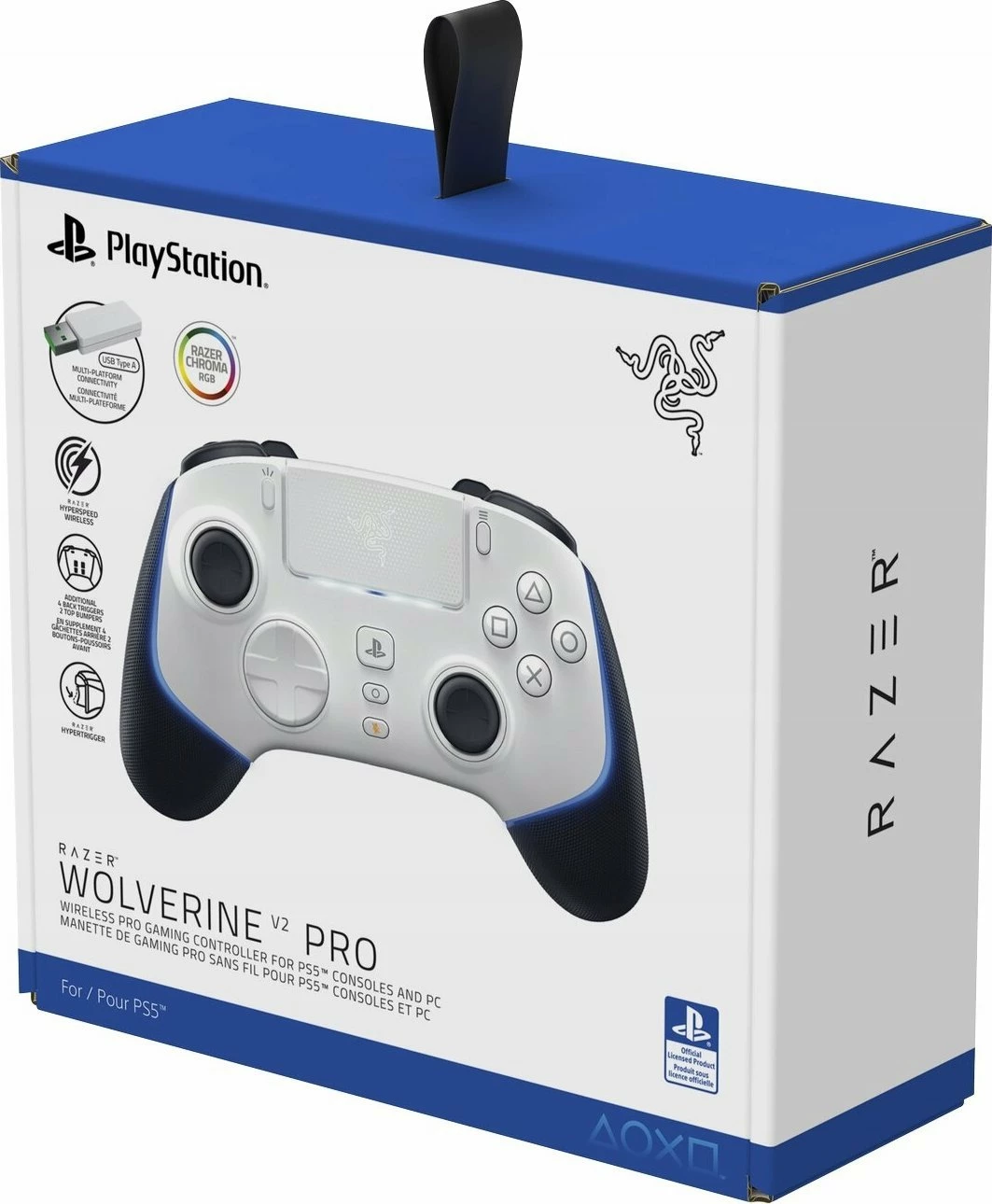 Kontroller gaming Razer Wolverine V2 Pro RZ06-04710200-R3G1 wireless/USB për PS5 & PC, bardhë
