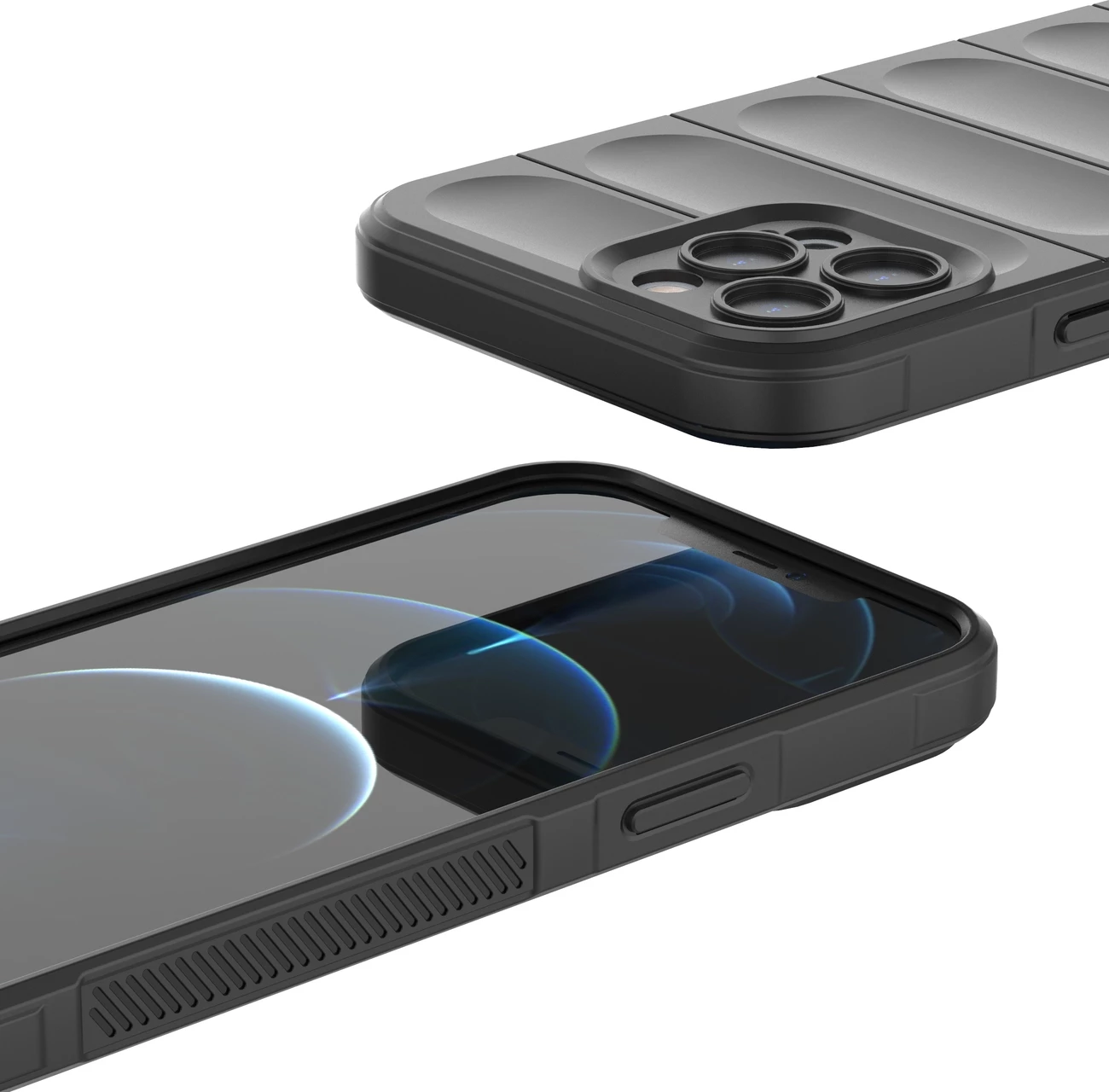 Mbështjellës Hurtel Magic Shield Case për iPhone 12 Pro Max, fleksibil, i blinduar, Kaltër e errët