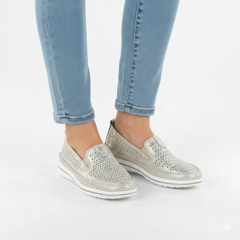 Këpucë lëkure për femra Jezzi 5364, të arta