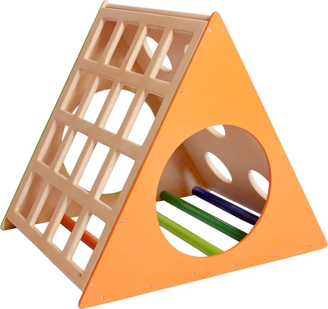 Lodër druri për fëmijë, shumëngjyrëshe, Prisma dhe shkallë, Skye Decor