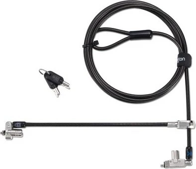 Kensington kabëll sigurie për laptop Slim N17 2.0, me çelës, dy koka, për slot wedge, çelik, zi/argjend
