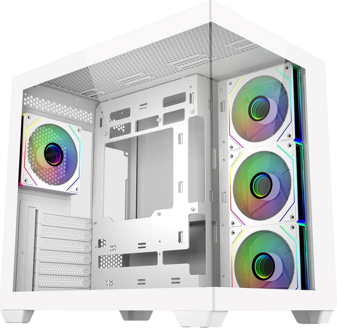 Kasë Cooler Master Elite 681, Midi Tower, Tempered Glass, RGB, e bardhë
