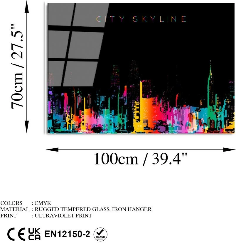 Pikturë dekorative prej xhami të temperuar, shumëngjyrëshe, UV-736, 70x100 cm