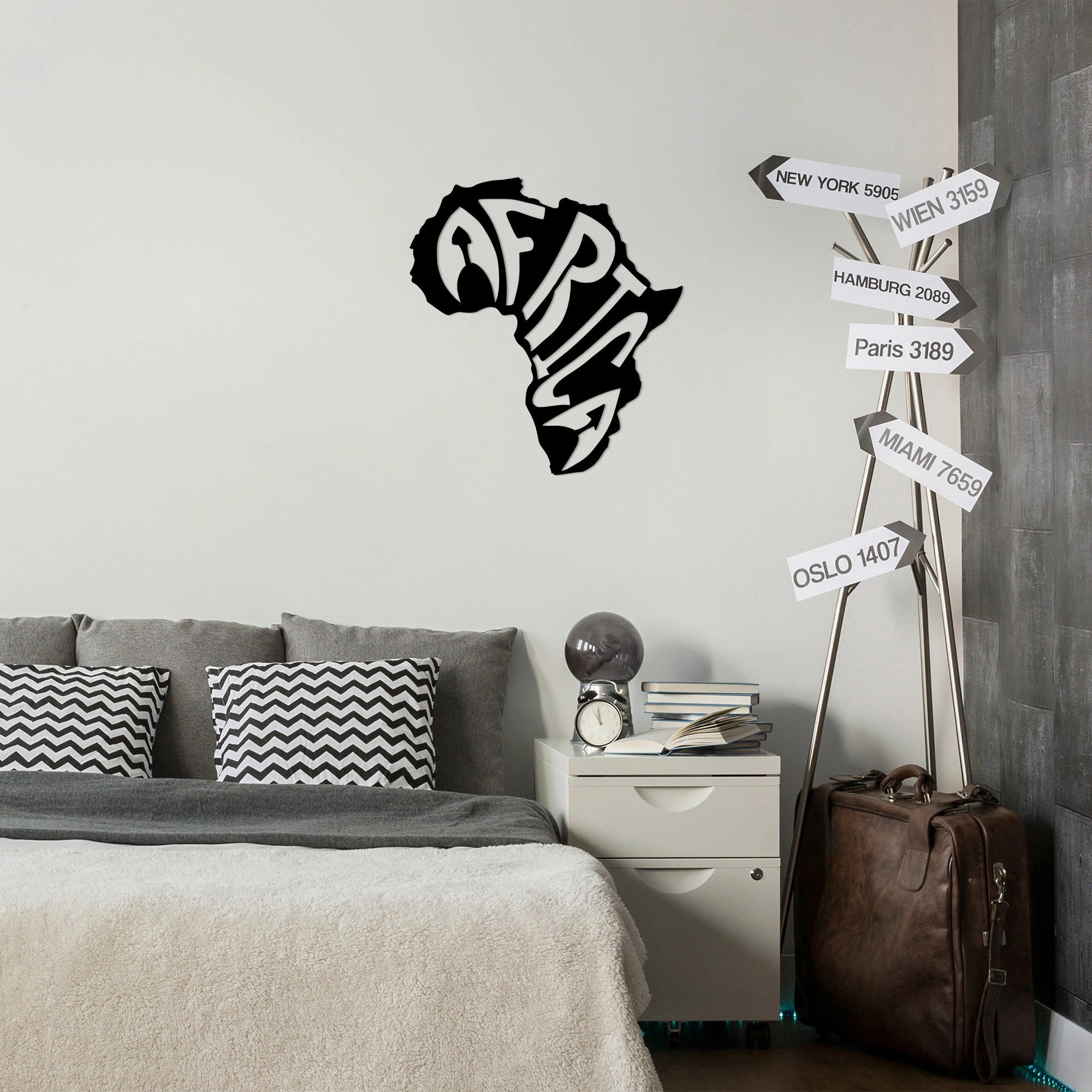 Aksesor dekorativ metalik për mur, Wallity, Afrika, 64x70cm